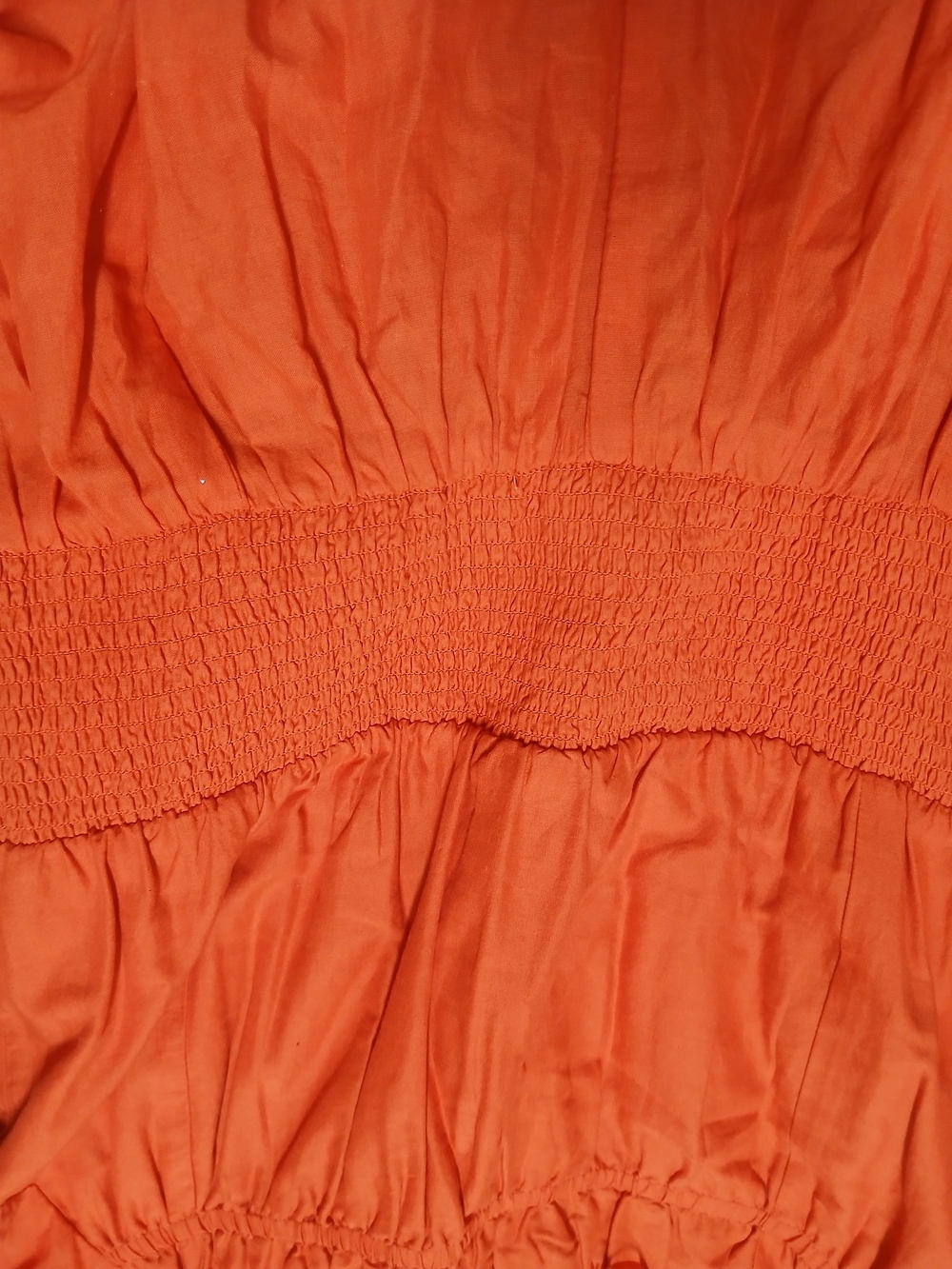 INC International Concepts Orange Smocked-Waist Midi Dress with Puff Sleeves - Picture 4 of 8